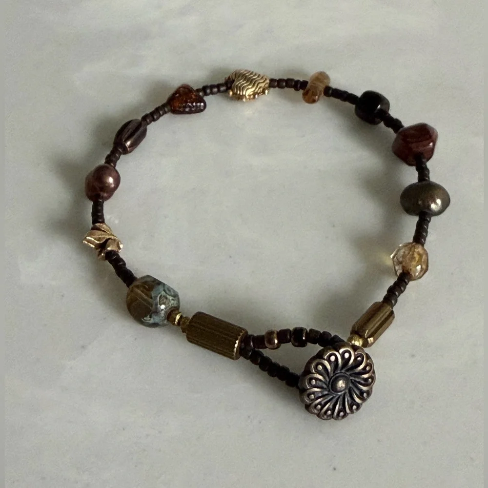 Gold / Brown Beaded Bracelet